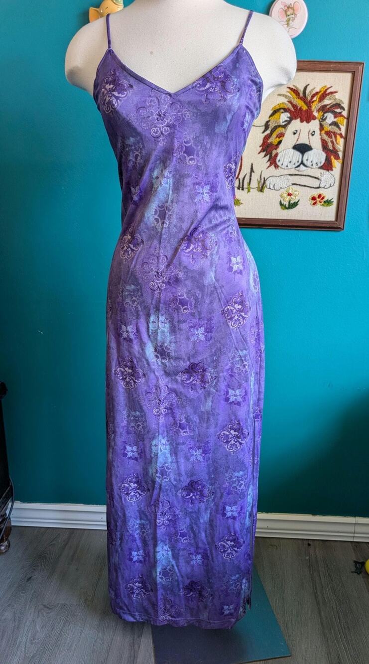 Vintage 90s Y2K slinky low back dress lace up sexy purple small medium